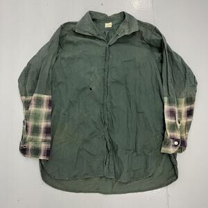 Vintage 40s Altro Green Canvas Cotton Workwear Shirt